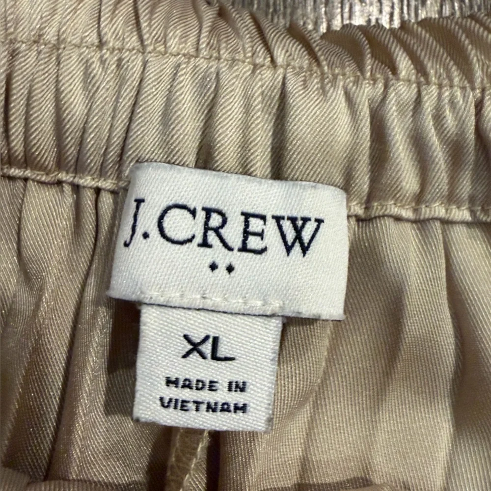 J. Crew Midi Skirt Pleated Champagne Satin Academia Holiday Cocktail Classic XL